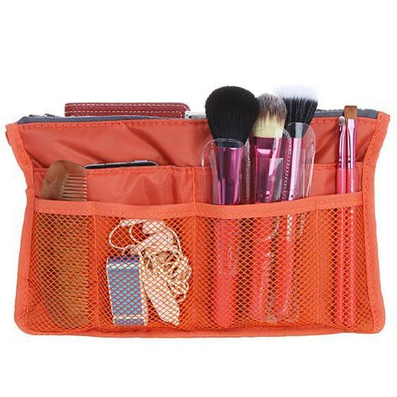 Bag Organizer/ Purse Insert /Cosmetic Tote/ Make-Up- Orange- NWT - Picture 2 of 9
